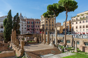 Ancient ruins in a square in Rome