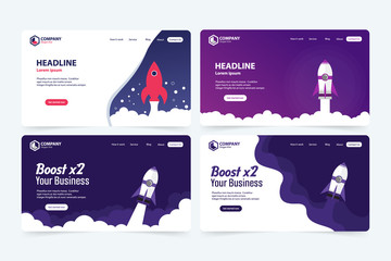 boost business website landing page vector template design concept
