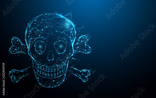 Fotografía Skull and crossbones form lines, triangles and particle style design