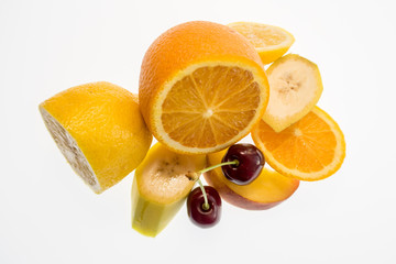 bright colorful fruits on a white background