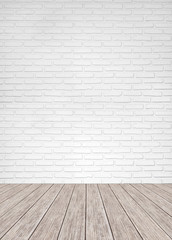 white brick wall and wood floor background