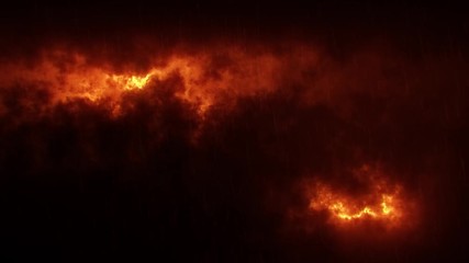Wall Mural - Orange Sci-Fi Sky Clouds with Falling Rain Loopable Background