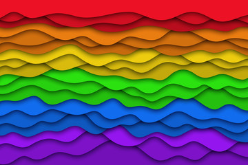 Wall Mural - Vector realistic isolated Pride flag with paper cut layer design background for decoration and covering. Concept of geometric abstract design and LGBT.