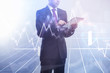 © peshkova - financial chart and businessman with digital tablet
