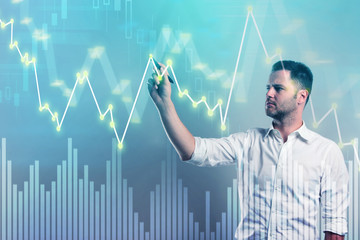 Poster - businessman and business chart