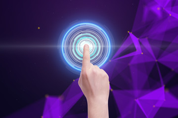 Aufkleber - man hand pushing cyber button