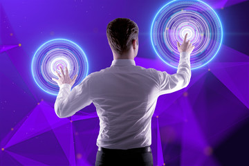 Aufkleber - businessman pushing digital button