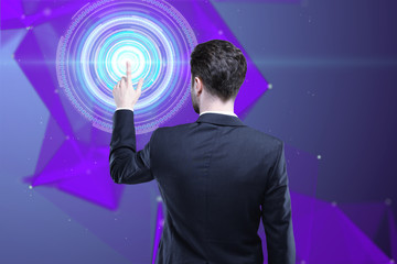 Poster - businessman pushing digital button