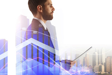Poster - banking concept with businessman