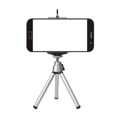 Wall Mural - smart phone and tripod isolated on white