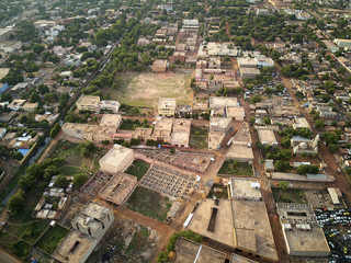Wall Mural - Aerial Drone view of niarela Quizambougou Niger Bamako Mali