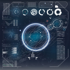 Aufkleber - hud or icon. abstract futuristic hud object. hud futuristic element. winter icon. vintage vector set