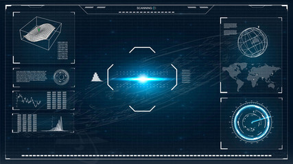 Aufkleber - Hud. Illustration with hud for game background design. Digital data, business abstract background. Hud ui. 