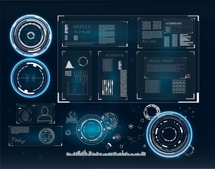 Aufkleber - Hud. Illustration with hud for game background design. Digital data, business abstract background. Hud ui. 