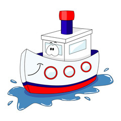 Cute cartoon ship. Vector illustration isolated on white backgro