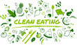 clean eating concept: healthy and well-balanced food items - vector illustration