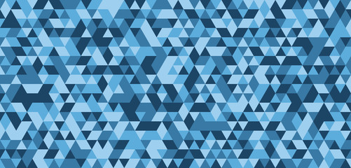 Poster - Blue triangle tiles flooring, seamless texture pattern background. 3d illustration