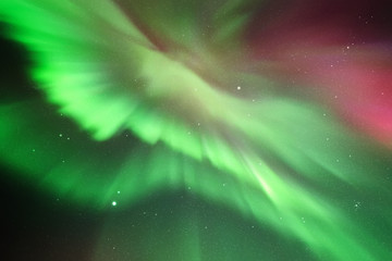 Sticker - night starry sky and northern lights. green aurora borealis