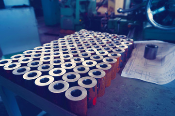 Metal parts after machining on a metal-cutting machine.