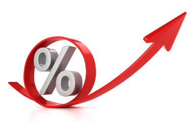 Red arrow and percent