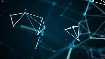 Poster - Abstract technology futuristic background. Big data visualization. Block chain network concept. 3D rendering.