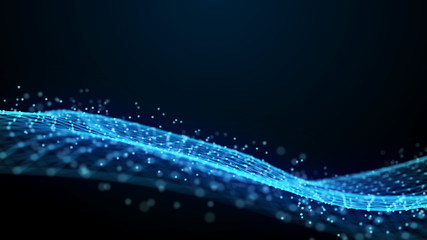 Fototapete - Abstract 3d rendering dots and lines. Technology background. Big data visualization. Artificial intelligence. Plexus.