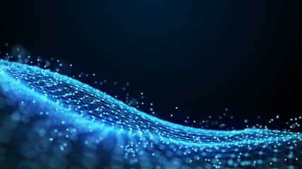Fototapete - Abstract 3d rendering dots and lines. Technology background. Big data visualization. Artificial intelligence. Plexus.