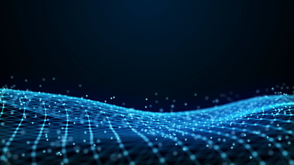 Poster - Abstract 3d rendering dots and lines. Technology background. Big data visualization. Artificial intelligence. Plexus.
