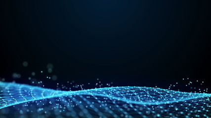Poster - Abstract 3d rendering dots and lines. Technology background. Big data visualization. Artificial intelligence. Plexus.
