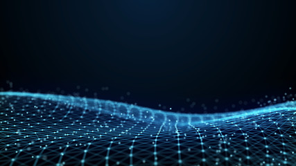 Poster - Abstract 3d rendering dots and lines. Technology background. Big data visualization. Artificial intelligence. Plexus.