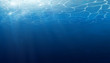 Summer. Texture of water surface. Underwater background with wave lights, bubbles of air, rays of sunshine. Waves effects. Blue underworld. Ocean, sea. Vector illustration nature background