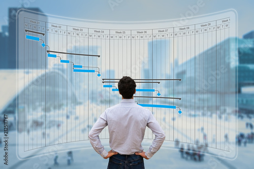Cuadros en Lienzo Project manager working with Gantt chart planning, tracking milestone and delive
