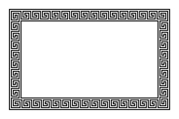 Rectangle frame with seamless meander pattern. Meandros, a decorative border, constructed from continuous lines, shaped into a repeated motif. Greek fret or Greek key. Illustration over white. Vector.