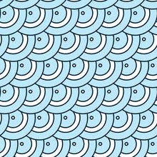 Seamless Vector Pattern Background. Stylish, Funny And Modern  Graphic Texture. Funny Blue Children Pattern. Blue Circles In A Chain Mail Pattern. Also Perfect For A Nautical Theme.