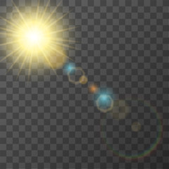 Wall Mural - sun flash with rays and spotlight. transparent sunlight special lens flare light effect. vector illu