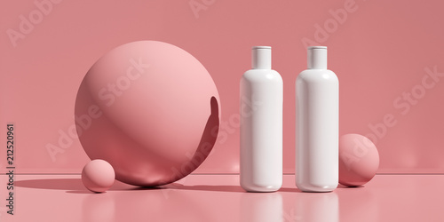 Fotografía Design of natural cosmetic cream , serum, skincare blank bottle packaging