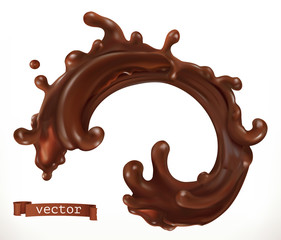 Wall Mural - Chocolate splash 3d realistic vector