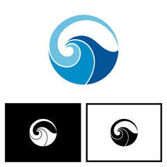 Wave Logo In Circle Shape, Wave Logo Design Template