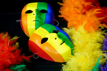 close up on colorful mask with rainbow color