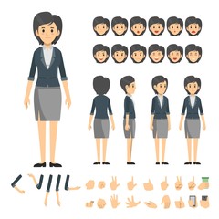 Wall Mural - business woman character set. Full length. Different view, emotion, gesture.
