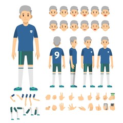 Wall Mural - Football player mancharacter set. Full length. Different view, emotion, gesture.
