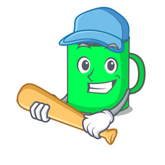 Wall Mural - Playing baseball mug character cartoon style