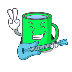 Sticker - With guitar mug mascot cartoon style