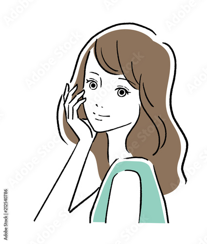 顔に手をあてる女性 Stock Vector Adobe Stock 顔に手をあてる女性 Stock Vector Adobe Stock