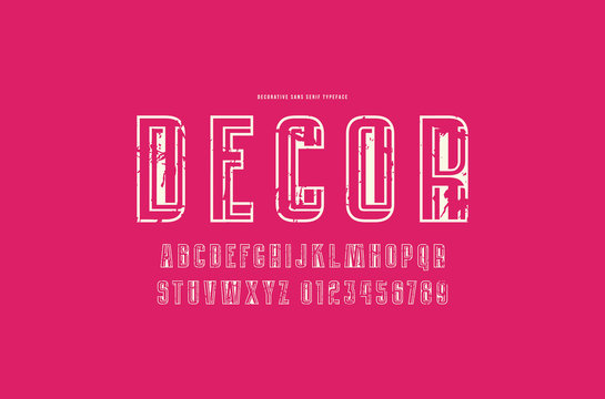 Decorative hollow sans serif font with interweaving stripes