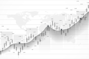 Poster - Stock market and exchange. Business Candle stick graph chart of stock market investment trading. Stock market data. Bullish point, Trend of graph. Vector illustration.