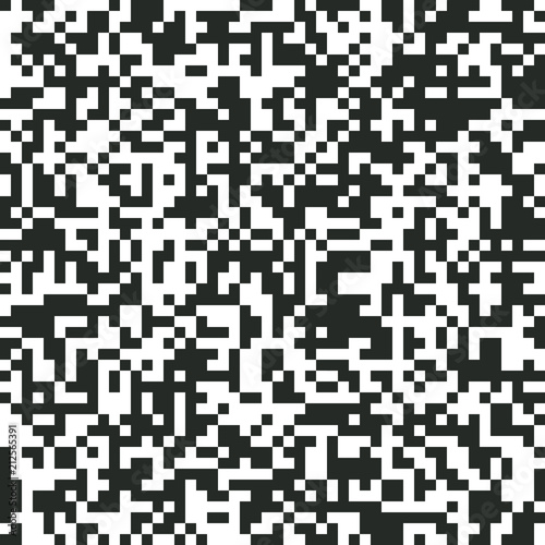 Fotografie, Obraz QR Code Digital Abstract Black and White Pixel Noise Background