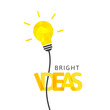 © lvnl - Bright ideas concept with shining low poly lightbulb. Integrated text and lettering with multiply blend mode.