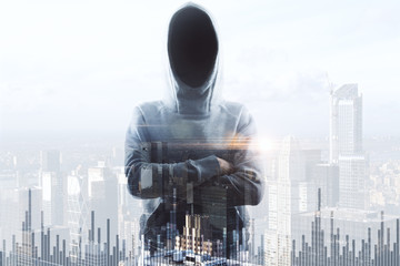 Aufkleber - no face hacker and financial chart