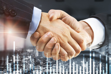 Aufkleber - businessman handshake and business chart